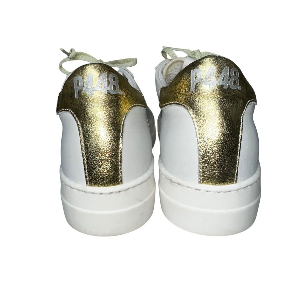 P448 Thea Platform Mahlia Mixed Suede Leather Sneakers Gold Heel Women's‎ 39 8.5 - Picture 5 of 12